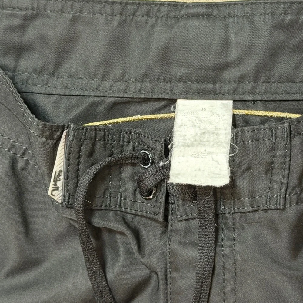 Vintage Y2K Quiksilver Mens 36 Board Shorts Black Gold Blue Embroidered RARE
